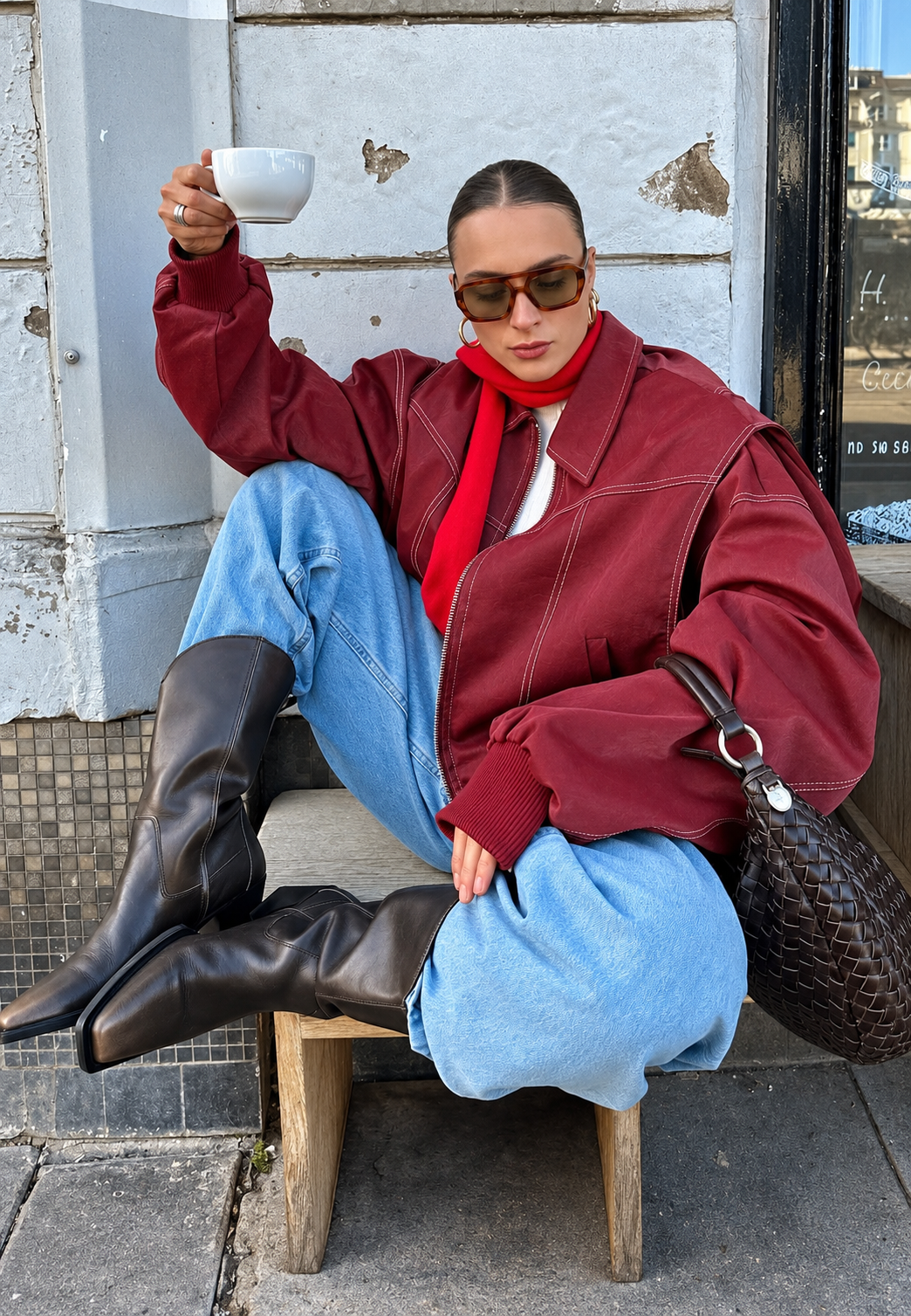 Cazadora bomber mujer oversize cremallera cuello camisero - Norelle