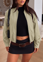 Cazadora mujer bomber corta oversize cremallera - Ariadna