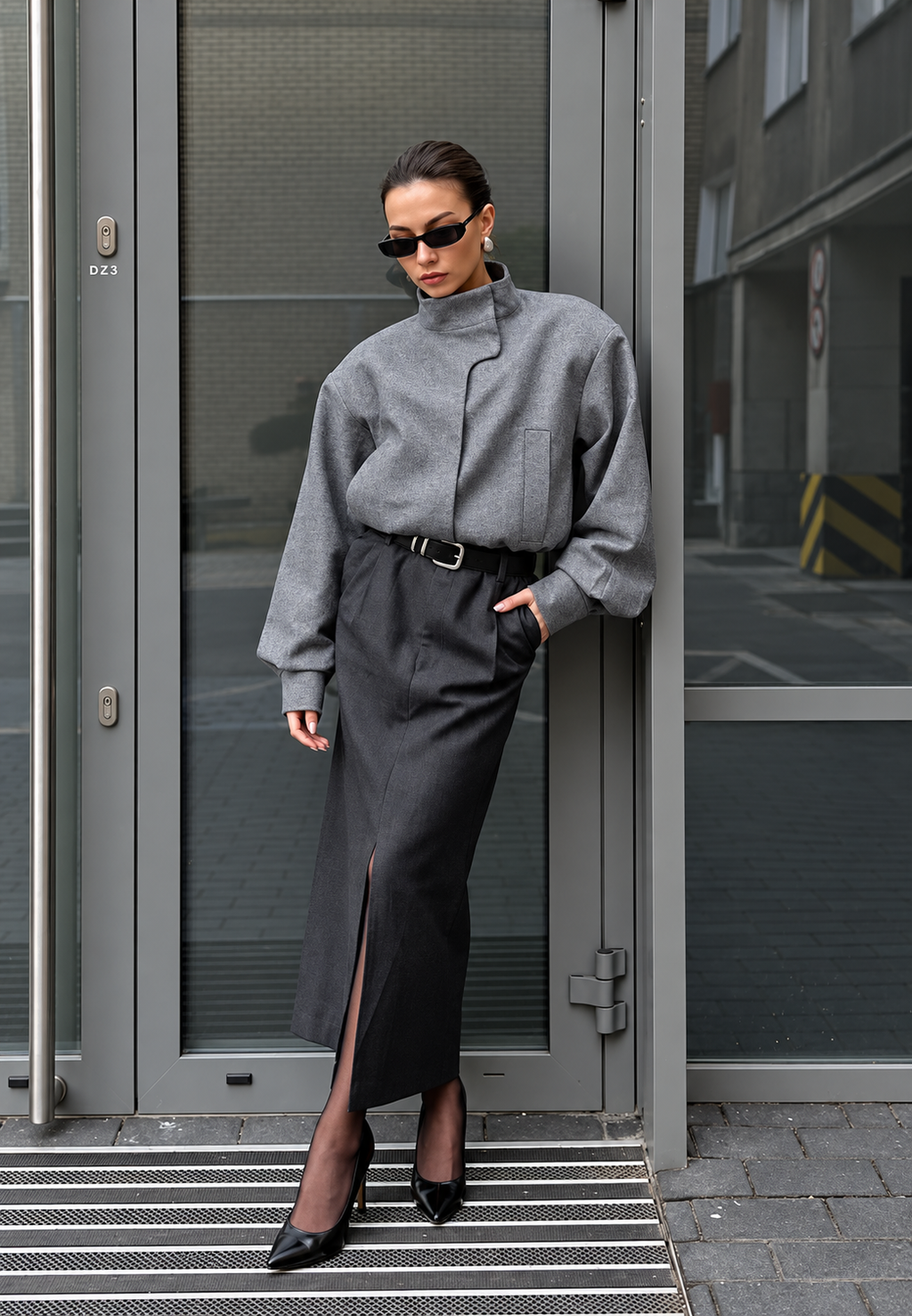 Cazadora mujer corta cuello subido manga globo - Lena