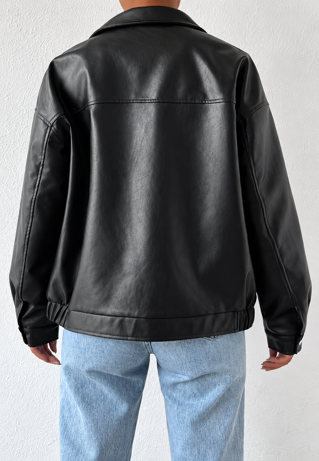 Cazadora mujer efecto piel cremallera cuello camisero - Aroa