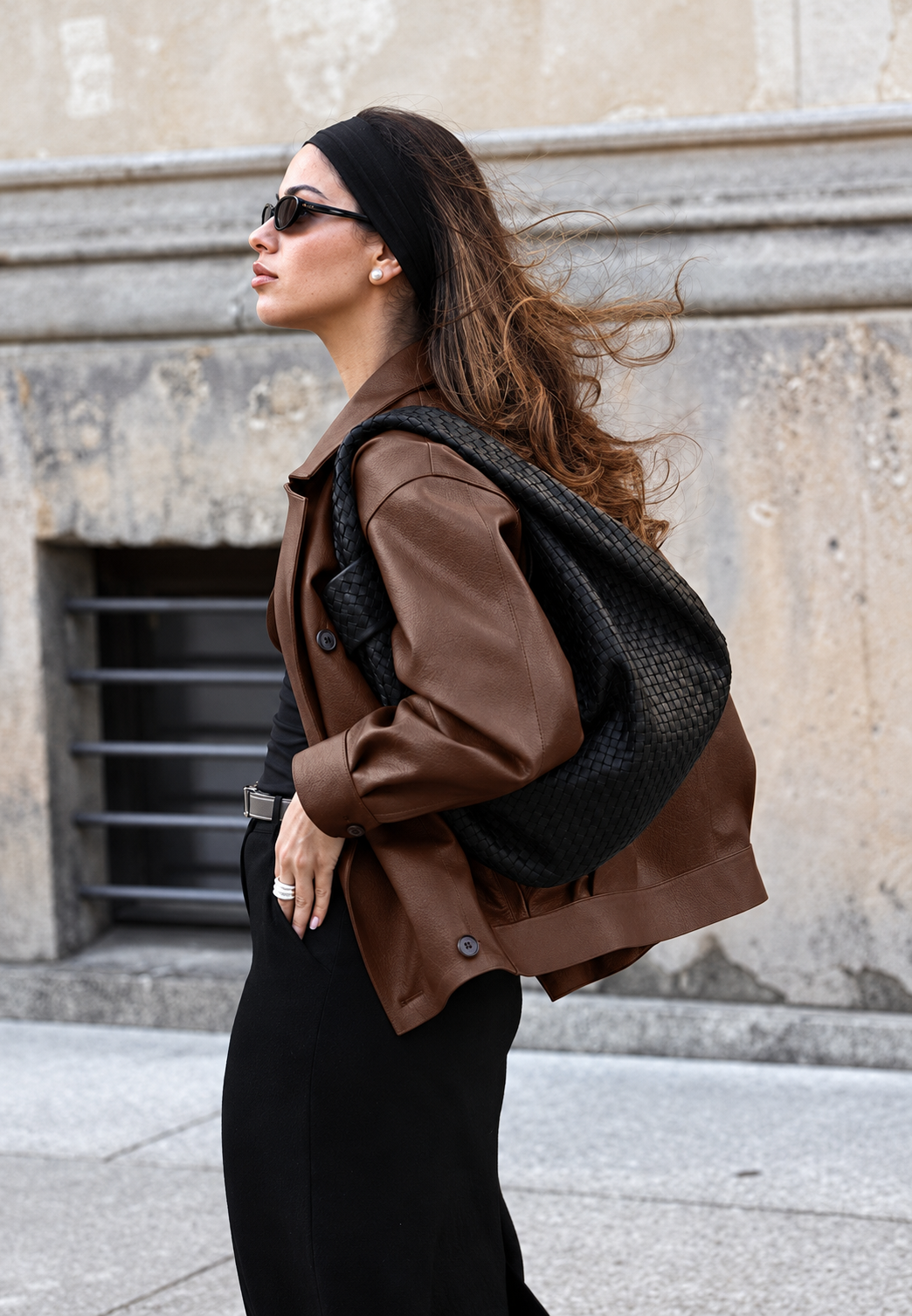 Cazadora mujer efecto piel oversize doble botonadura - Dalia