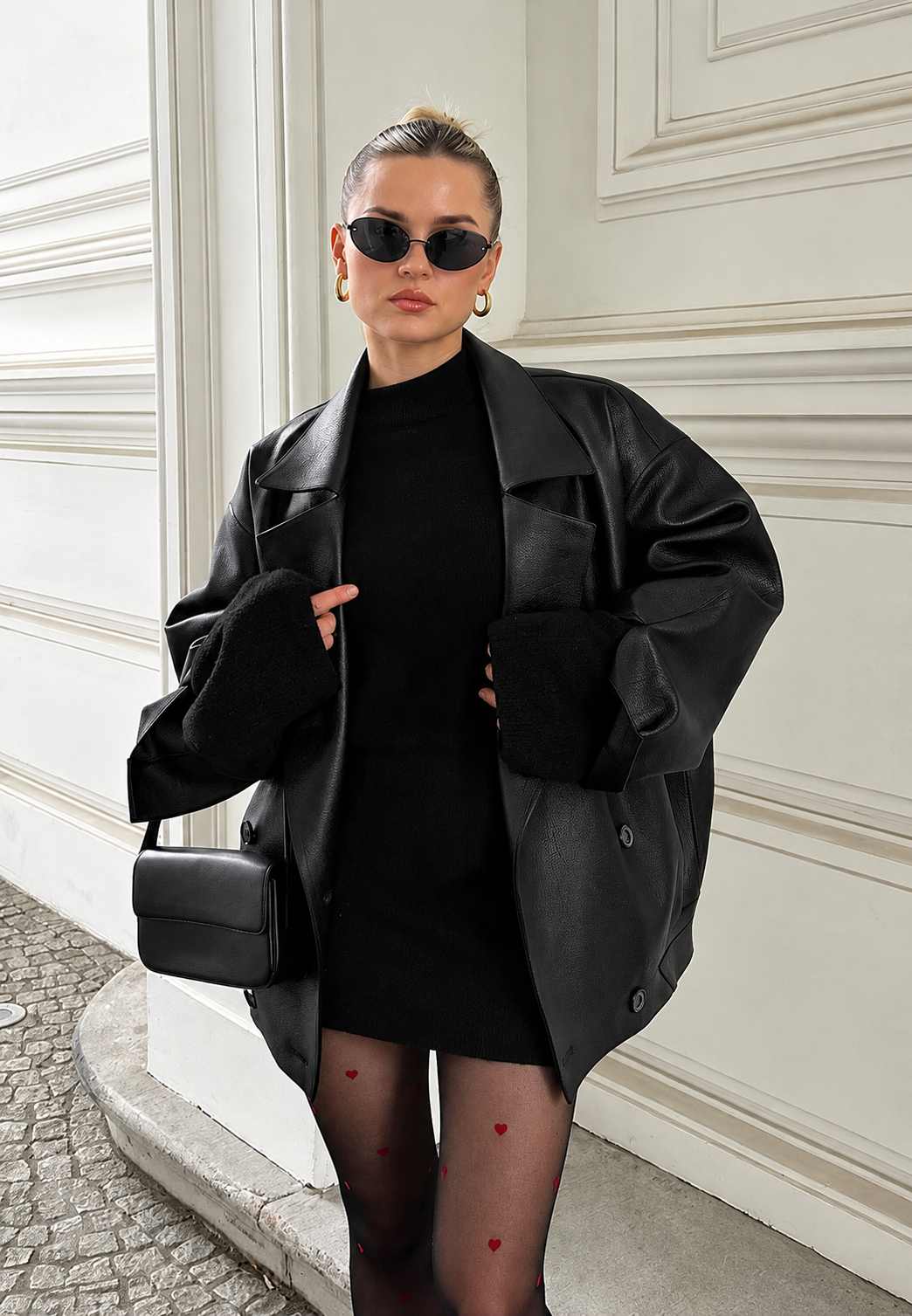 Cazadora mujer efecto piel oversize doble botonadura - Dalia