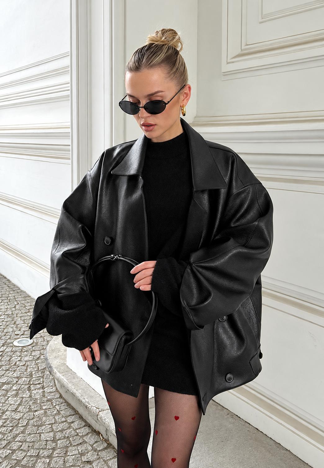 Cazadora mujer efecto piel oversize doble botonadura - Dalia