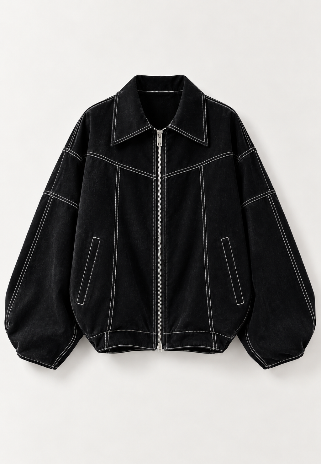 Cazadora mujer oversize efecto ante pespuntes contraste - Vela