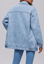 Cazadora vaquera mujer oversize larga bolsillos de solapa - Eira