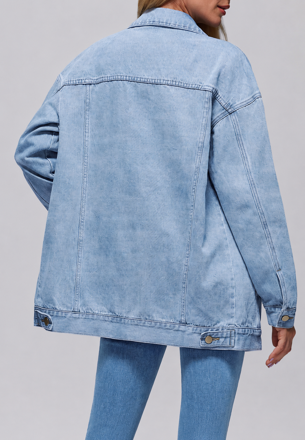 Cazadora vaquera mujer oversize larga bolsillos de solapa - Eira
