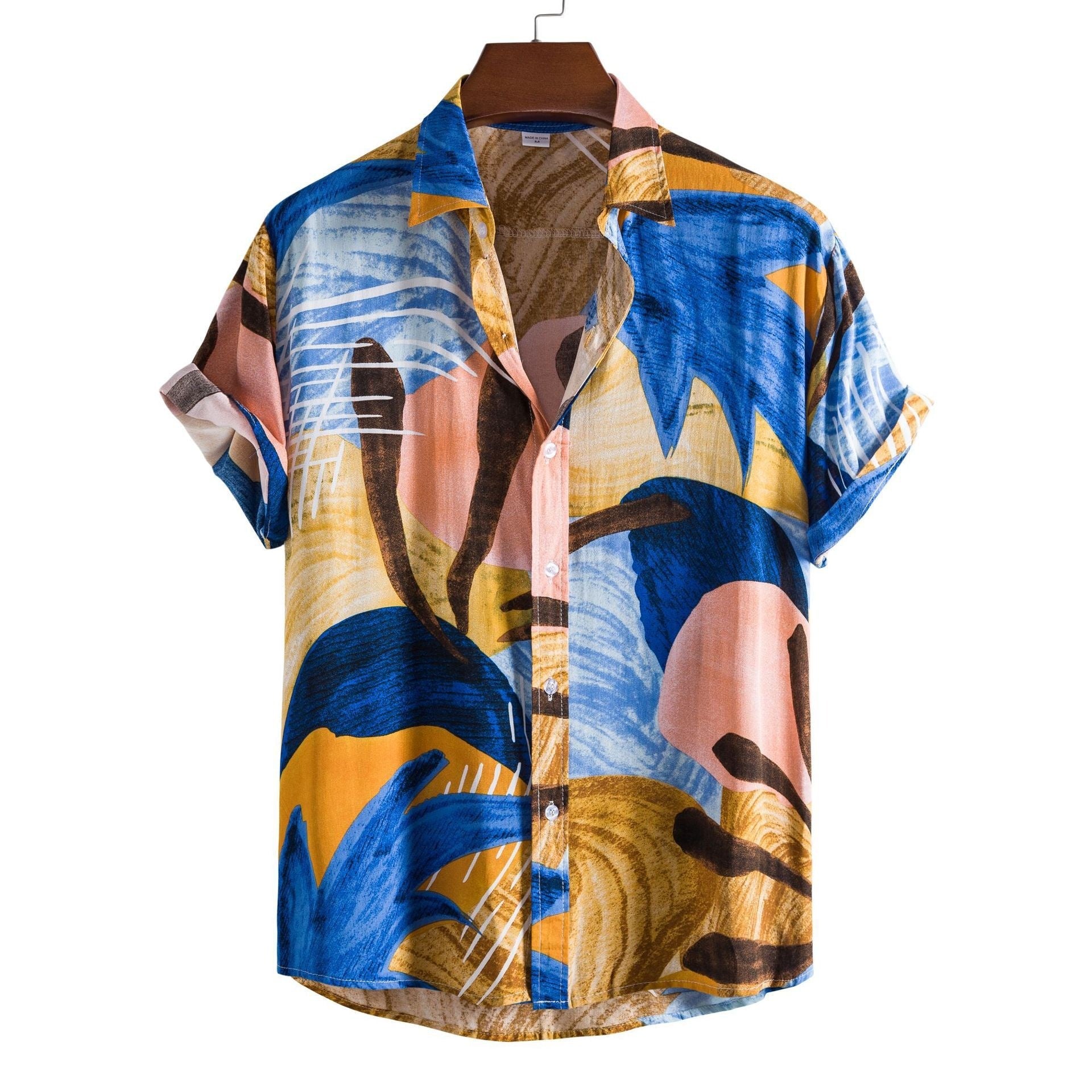 Camisa hombre manga corta estampada y corte recto ligero - Elian