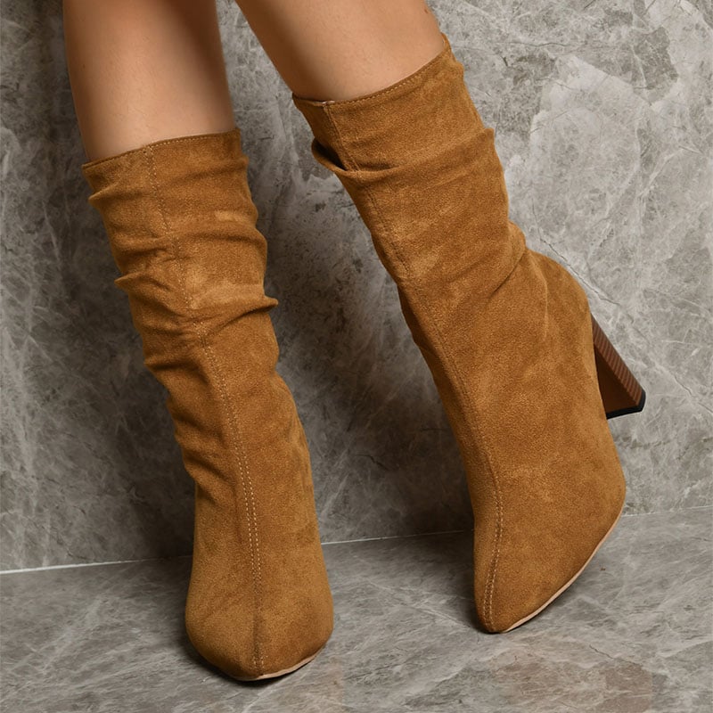 Botas para mujer efecto gamuza de tacón alto - Vaelinne