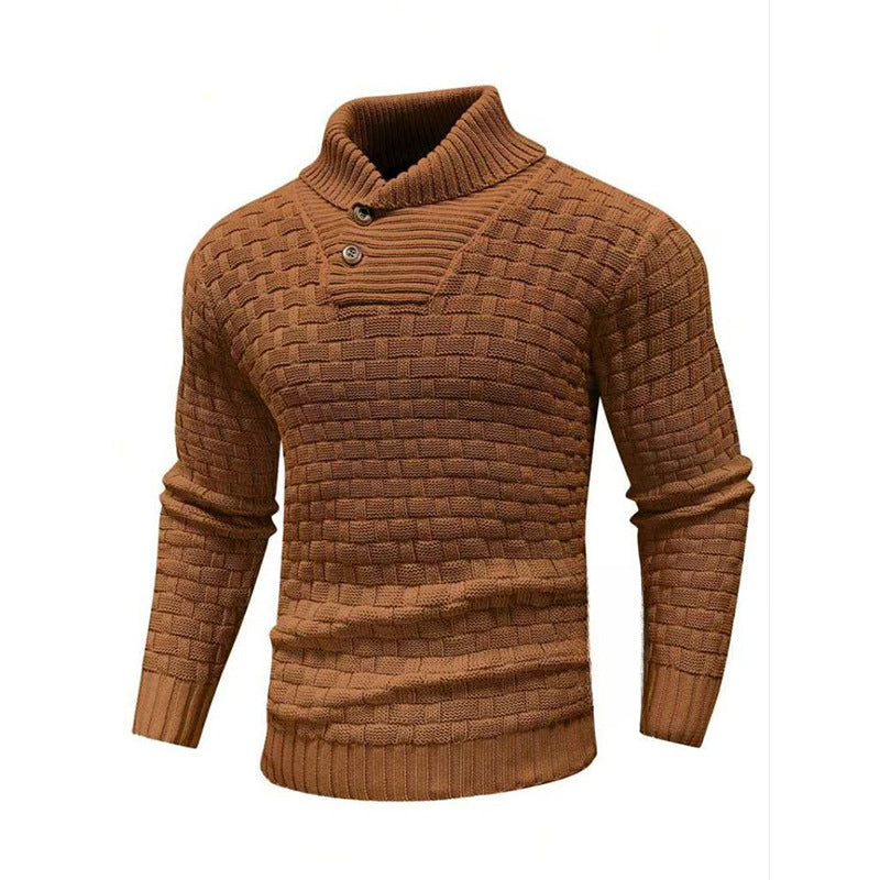 Suéter para hombre de punto con cuello alto abotonado - Keldor
