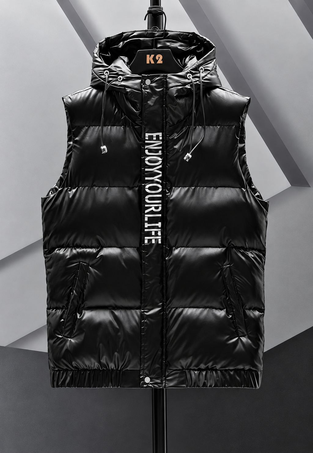 Chaleco acolchado hombre capucha ajustable acabado brillante diseño urbano - Keldan