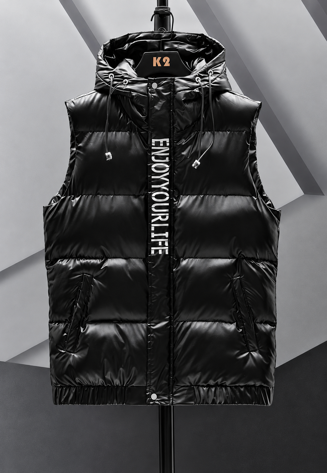 Chaleco acolchado hombre capucha ajustable acabado brillante diseño urbano - Keldan