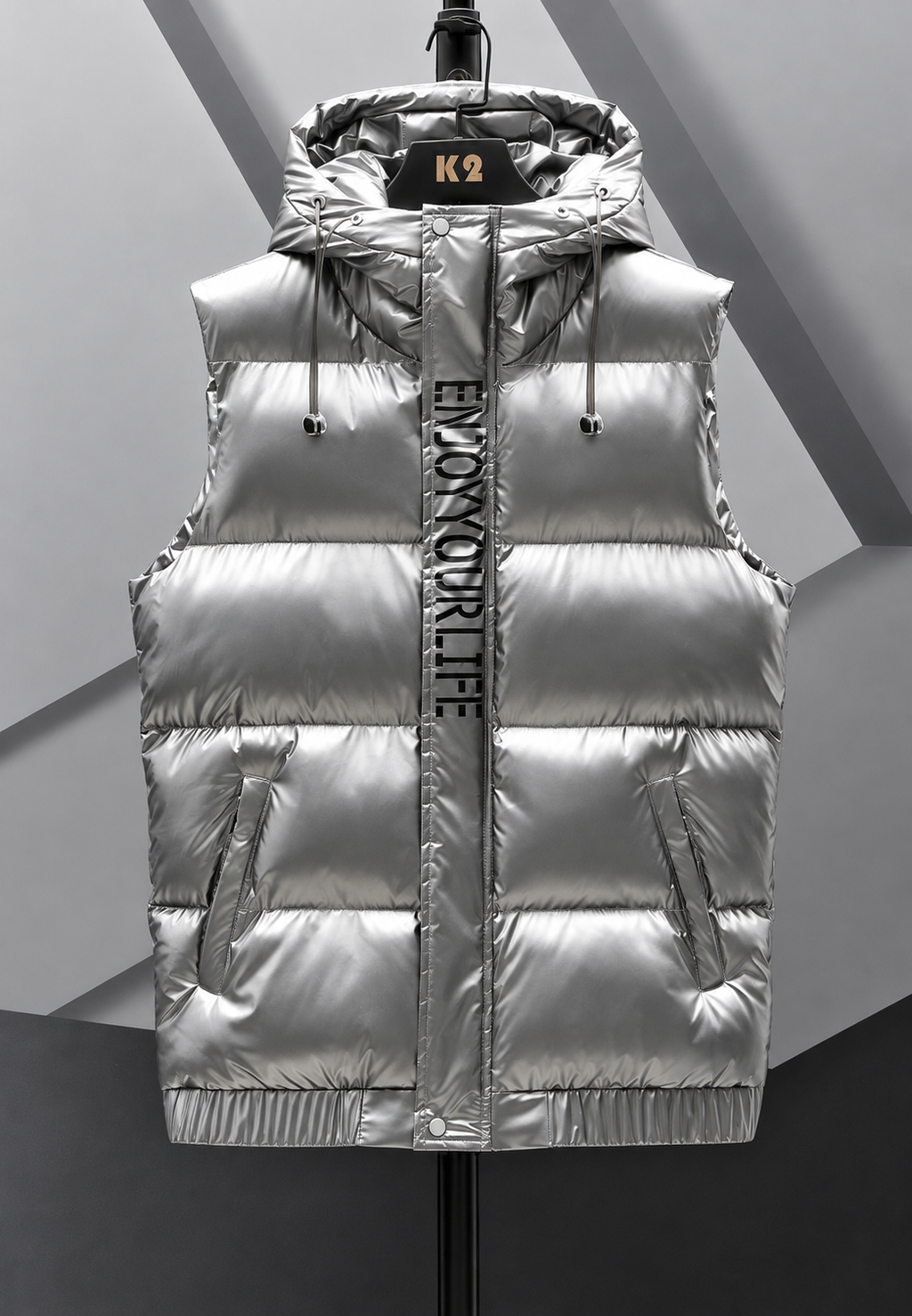 Chaleco acolchado hombre capucha ajustable acabado brillante diseño urbano - Keldan