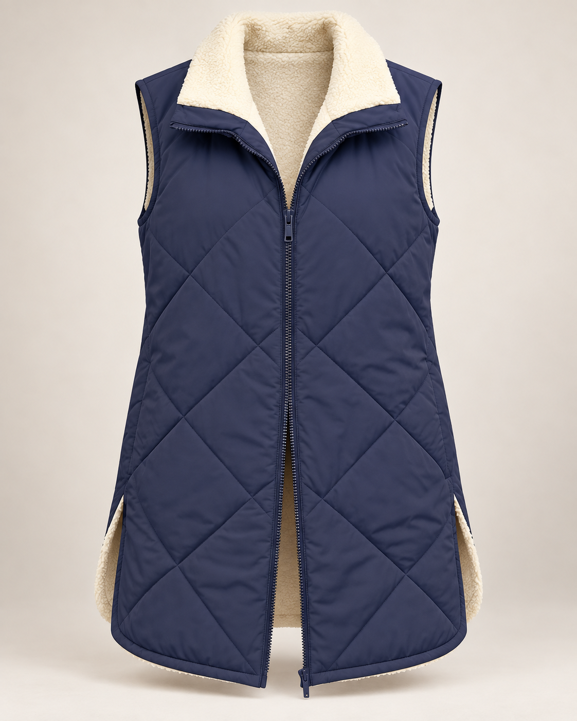 Chaleco acolchado reversible mujer efecto borreguito - Solange