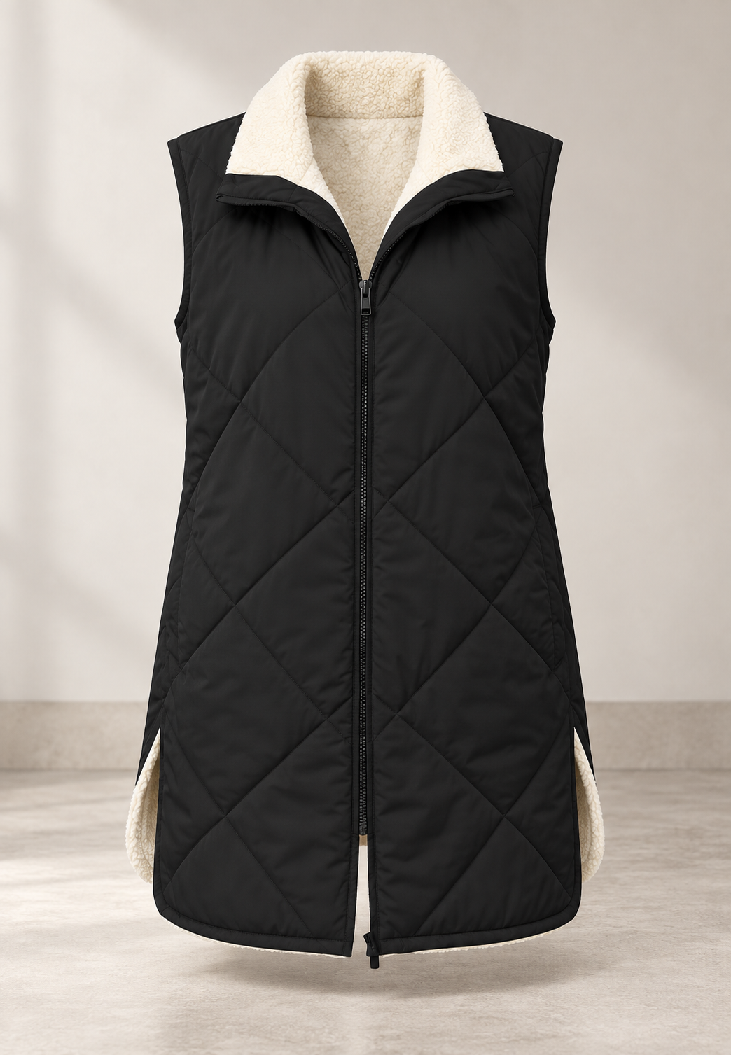 Chaleco acolchado reversible mujer efecto borreguito - Solange