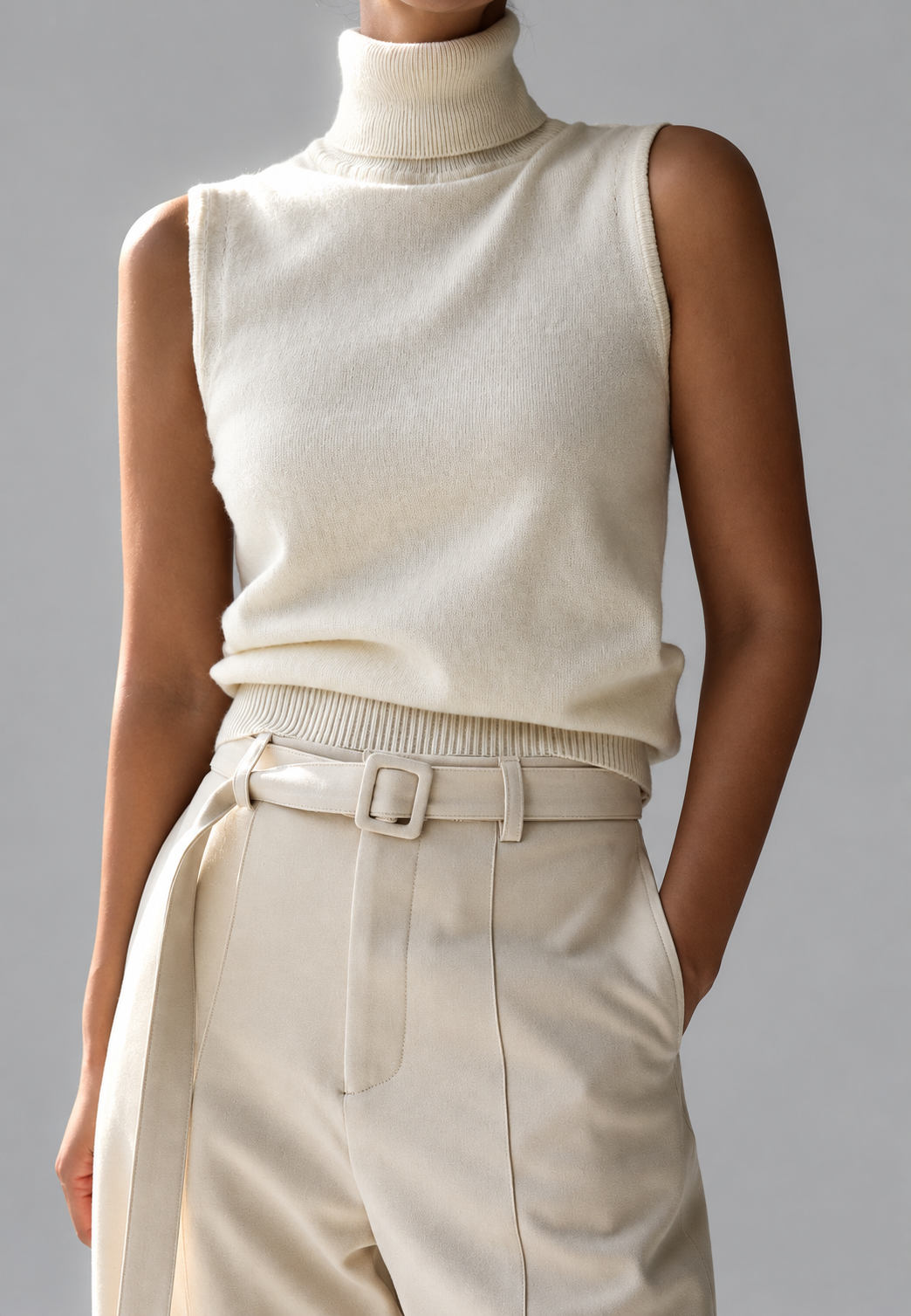 Blusa de punto sin mangas con cuello alto - Velia