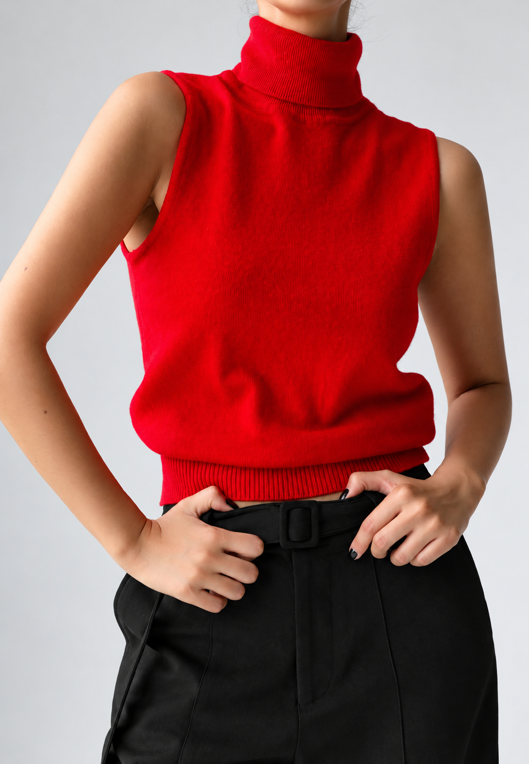 Blusa de punto sin mangas con cuello alto - Velia