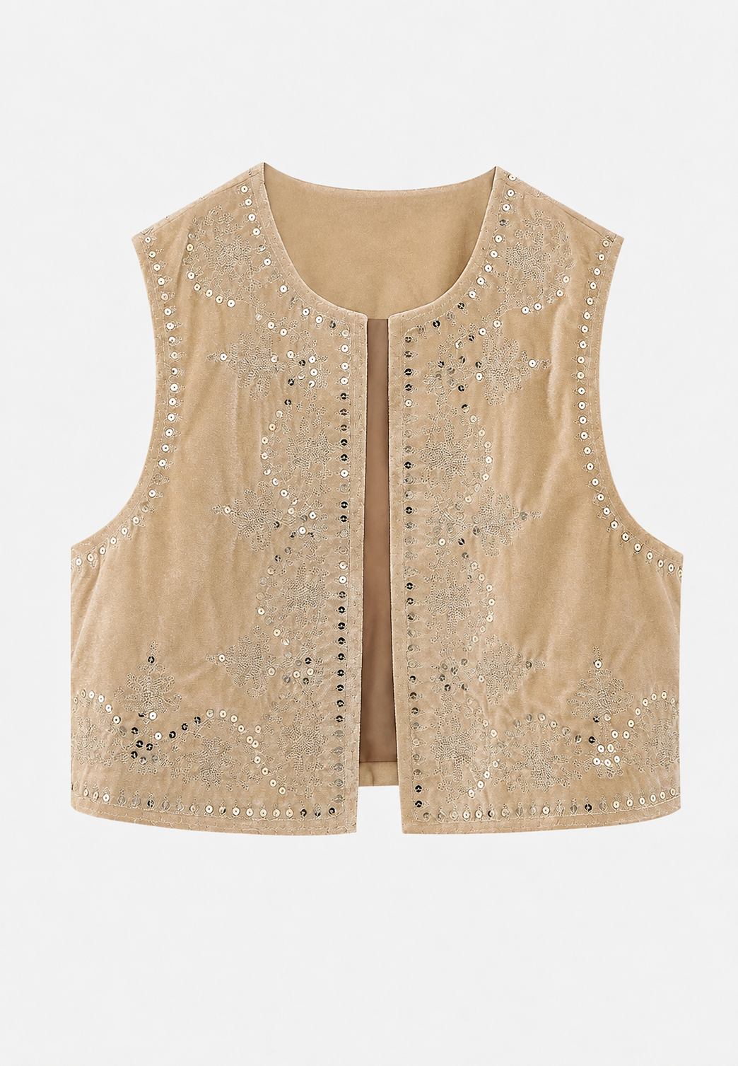 Chaleco mujer terciopelo bordado floral - Celina
