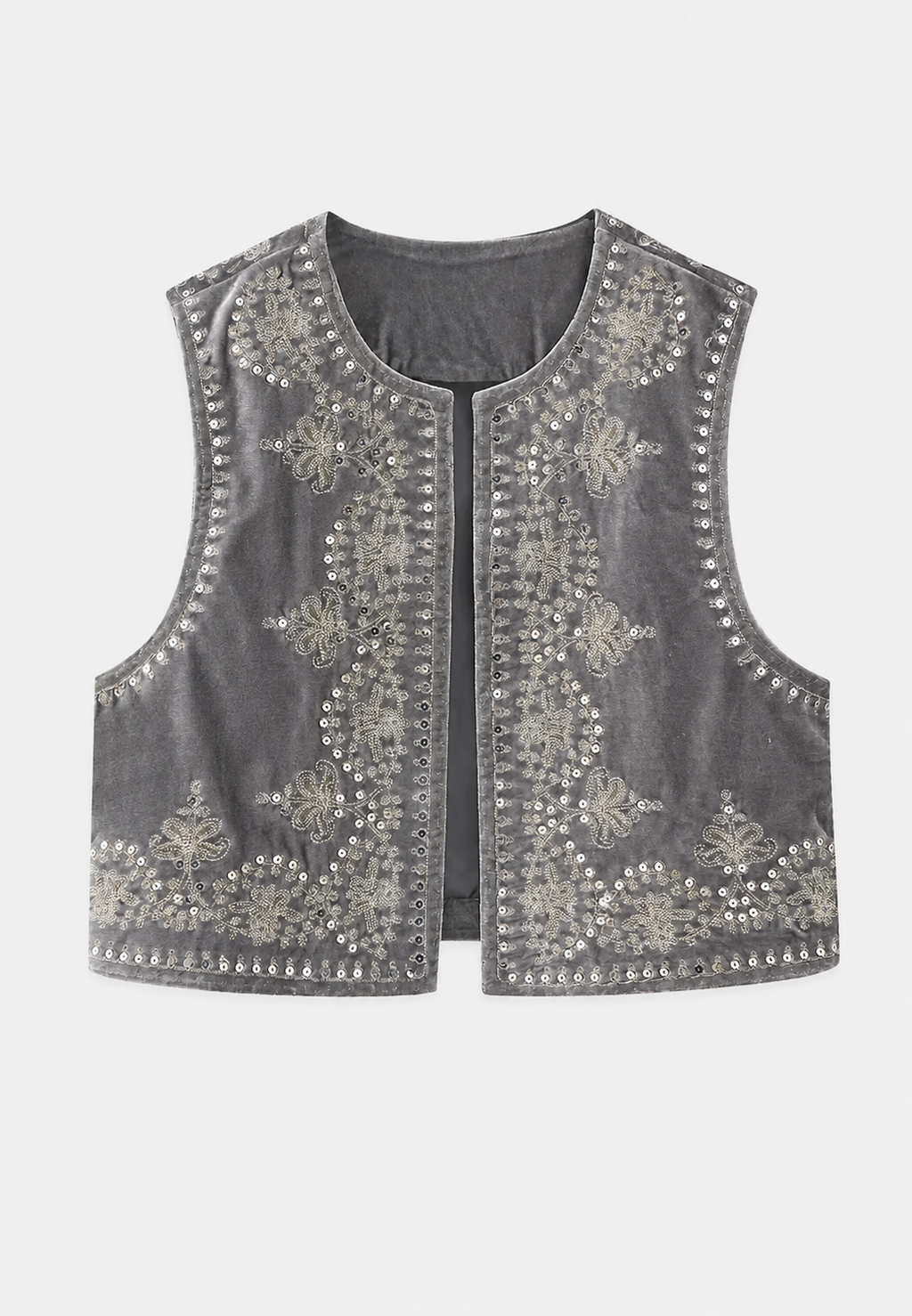 Chaleco mujer terciopelo bordado floral - Celina