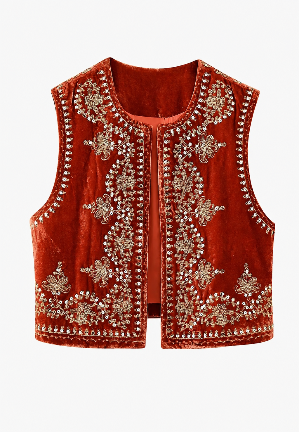 Chaleco mujer terciopelo bordado floral - Celina