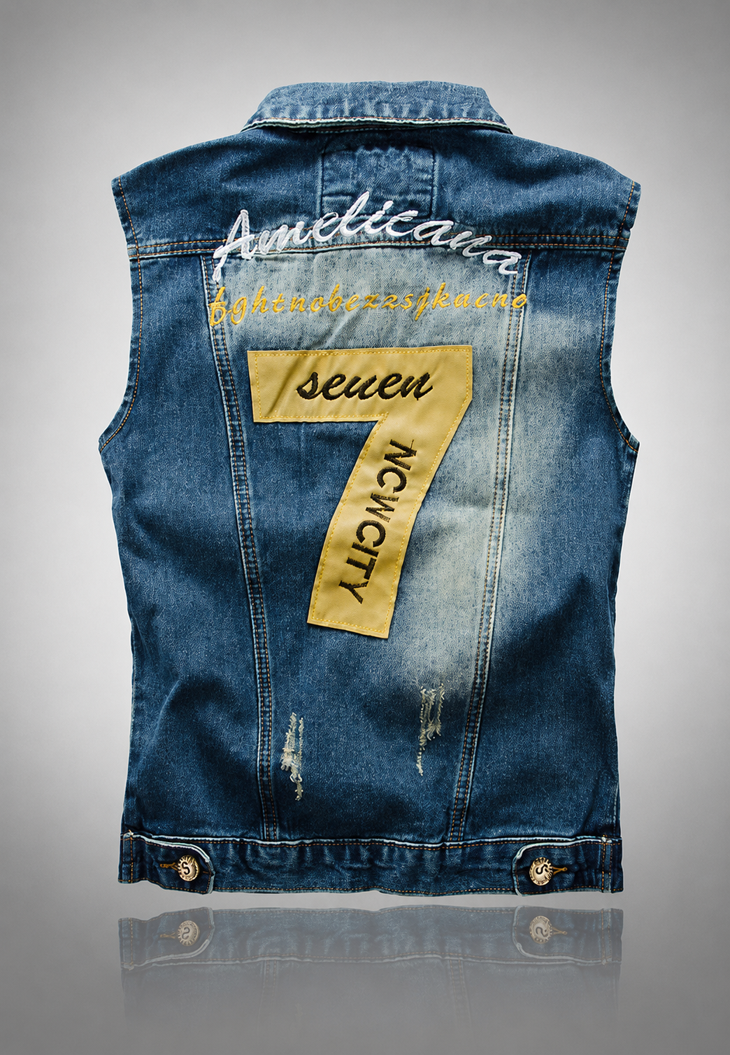 Chaleco vaquero hombre bordado efecto lavado - Leander