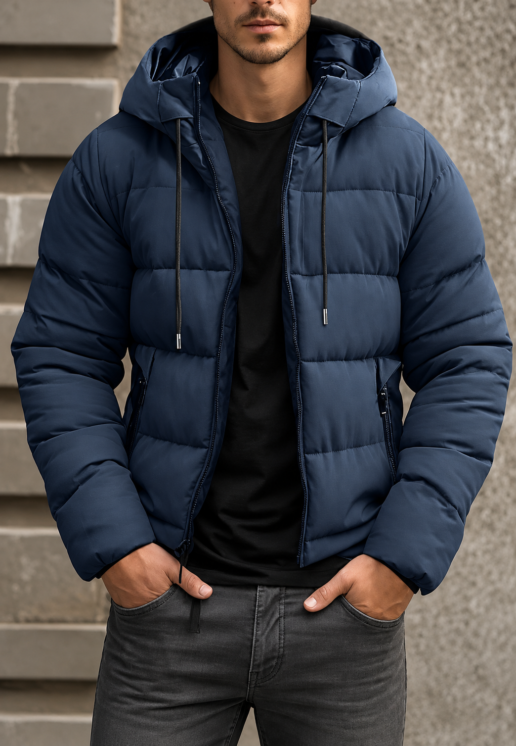 Chaqueta acolchada hombre capucha ajustable corte regular acabado mate - Nereo