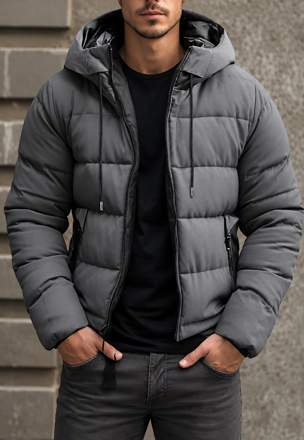 Chaqueta acolchada hombre capucha ajustable corte regular acabado mate - Nereo