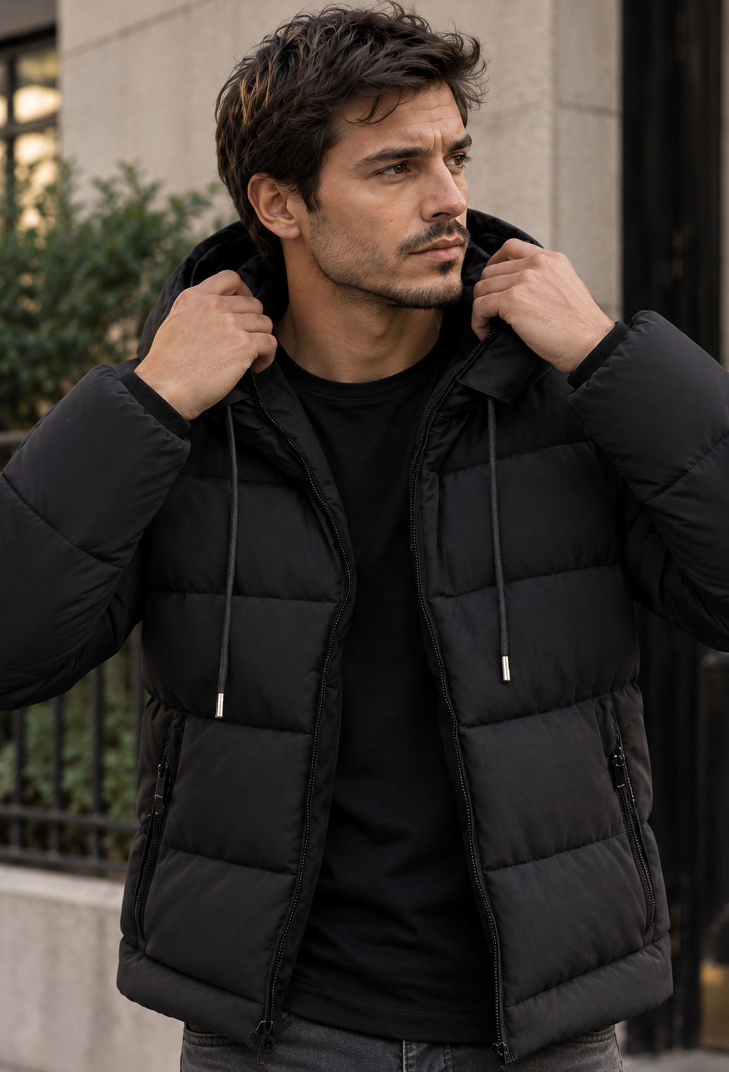 Chaqueta acolchada hombre capucha ajustable corte regular acabado mate - Nereo