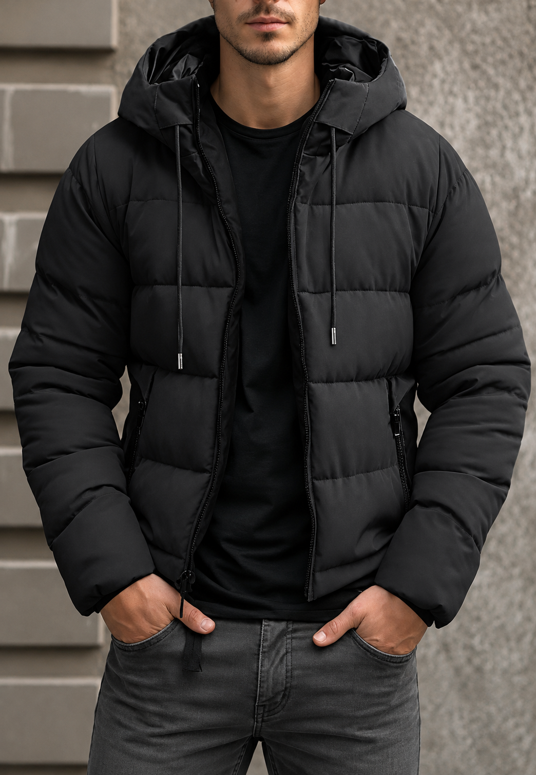 Chaqueta acolchada hombre capucha ajustable corte regular acabado mate - Nereo