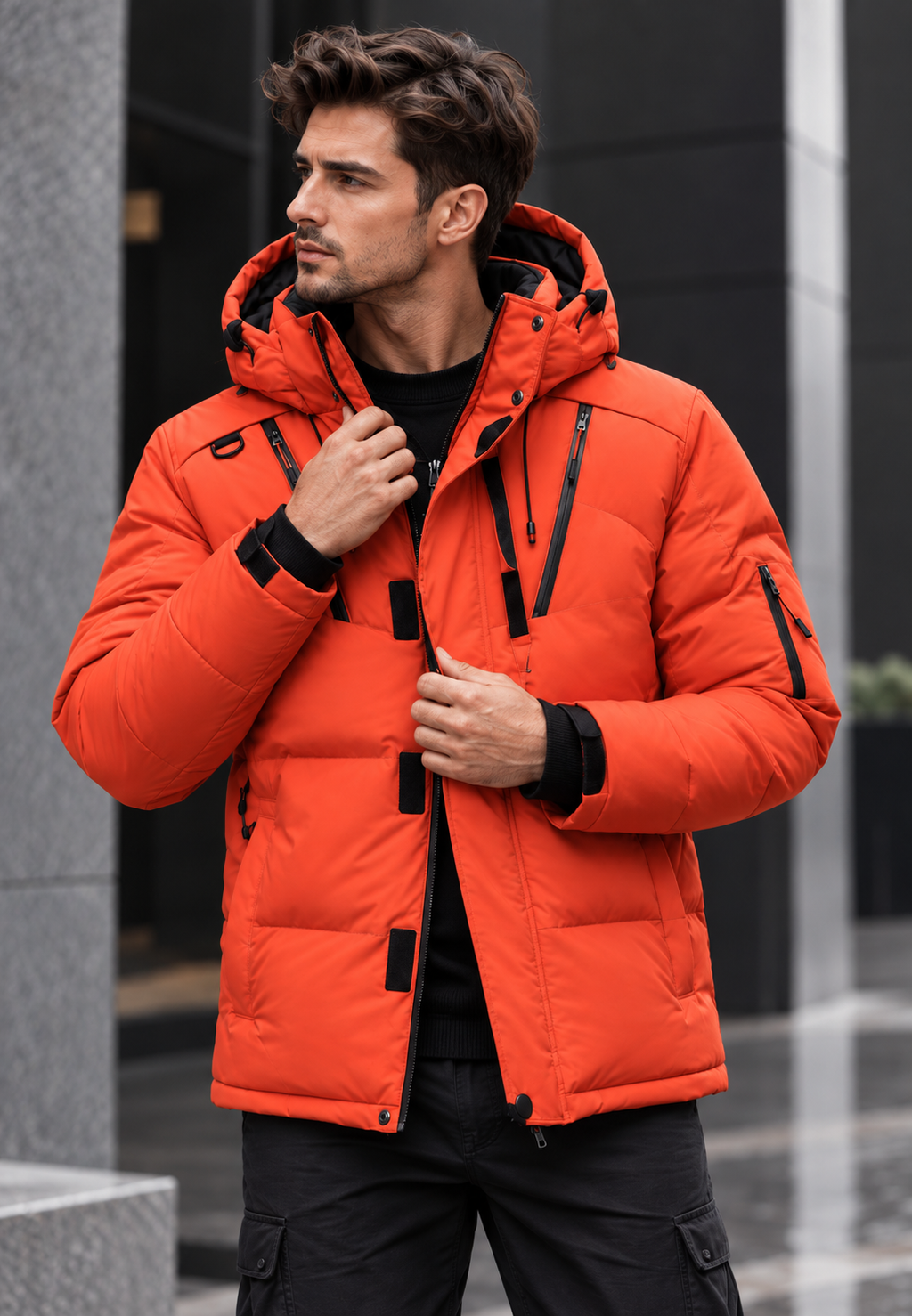 Chaqueta acolchada hombre outdoor capucha cuello alto - Stellan