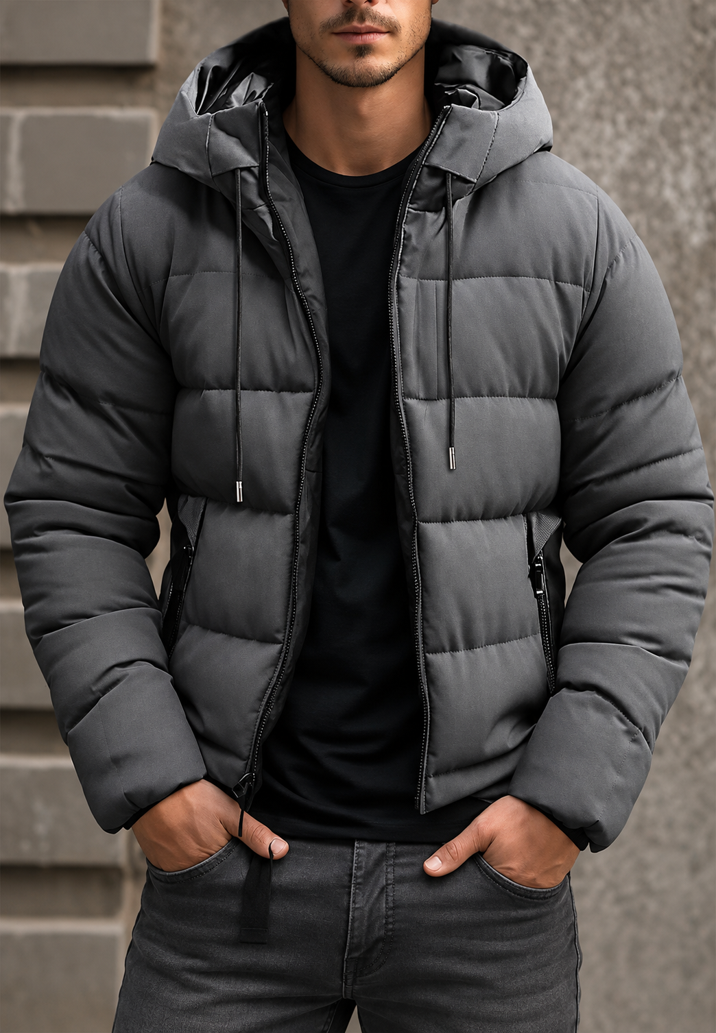 Chaqueta acolchada hombre regular fit capucha cremallera - Hakon