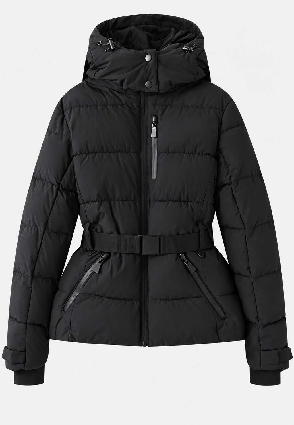 Chaqueta acolchada mujer capucha cinturón ajustable bolsillos cremallera - Eliane