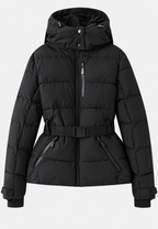 Chaqueta acolchada mujer capucha cinturón ajustable bolsillos cremallera - Eliane