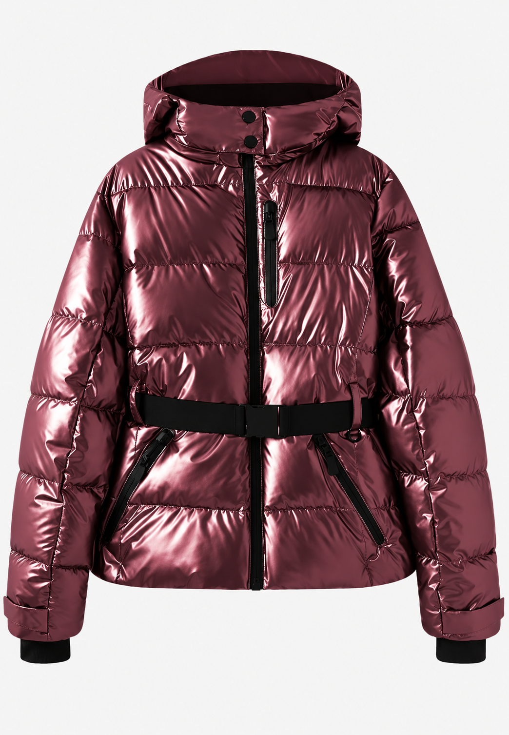 Chaqueta acolchada mujer capucha cinturón ajustable bolsillos cremallera - Eliane