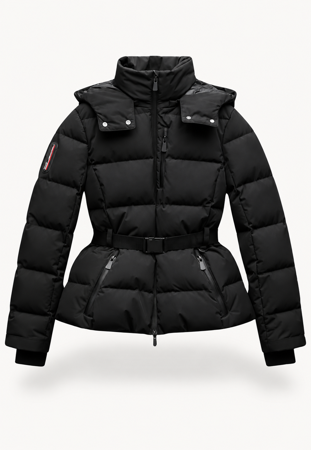 Chaqueta acolchada mujer cinturón ajustable capucha cuello alto - Mirel