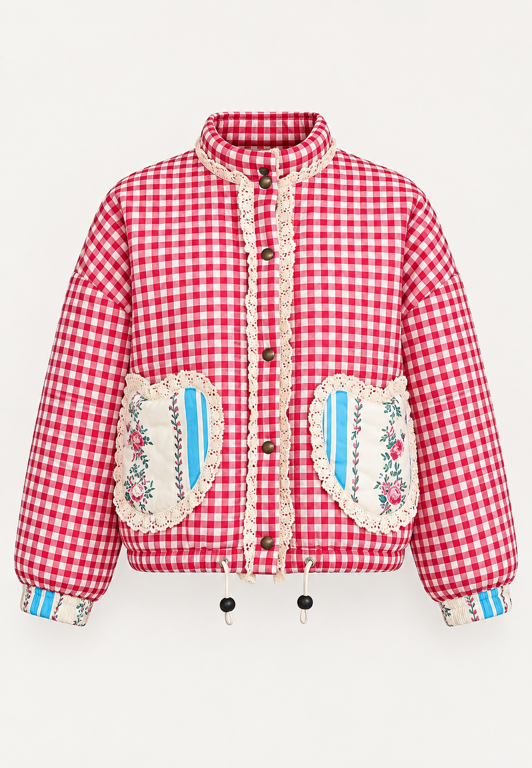 Chaqueta acolchada mujer cuadros vichy bolsillos corazón - Ysoria