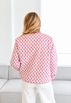 Chaqueta acolchada mujer estampado floral cuello camisero rayas - Lola