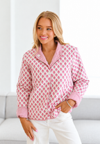 Chaqueta acolchada mujer estampado floral cuello camisero rayas - Lola