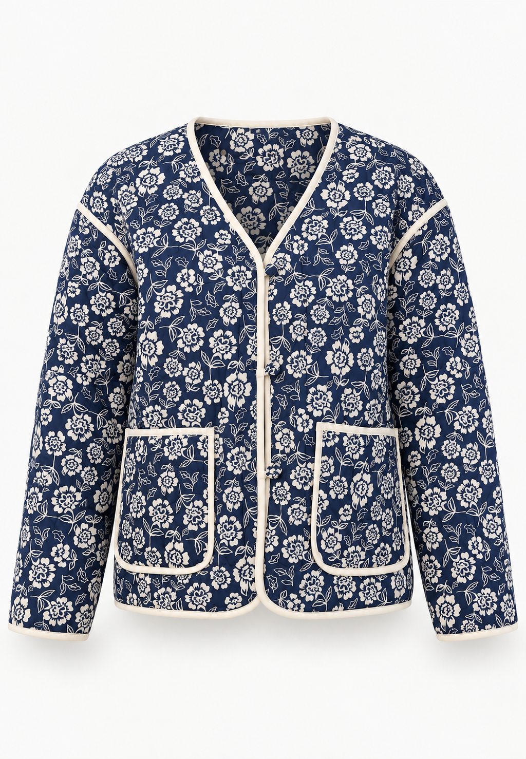 Chaqueta acolchada mujer estampado floral ribetes contraste - Mireva