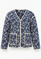 Chaqueta acolchada mujer estampado floral ribetes contraste - Mireva