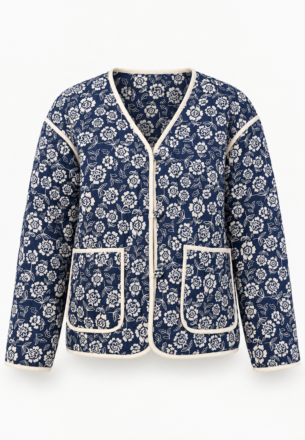Chaqueta acolchada mujer estampado floral ribetes contraste - Mireva