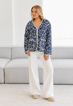Chaqueta acolchada mujer estampado floral ribetes contraste - Mireva