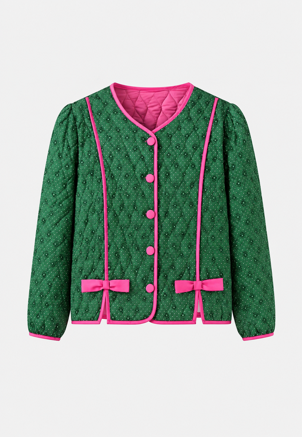 Chaqueta acolchada mujer estampado geométrico lazos decorativos - Selvara