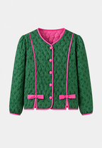 Chaqueta acolchada mujer estampado geométrico lazos decorativos - Selvara