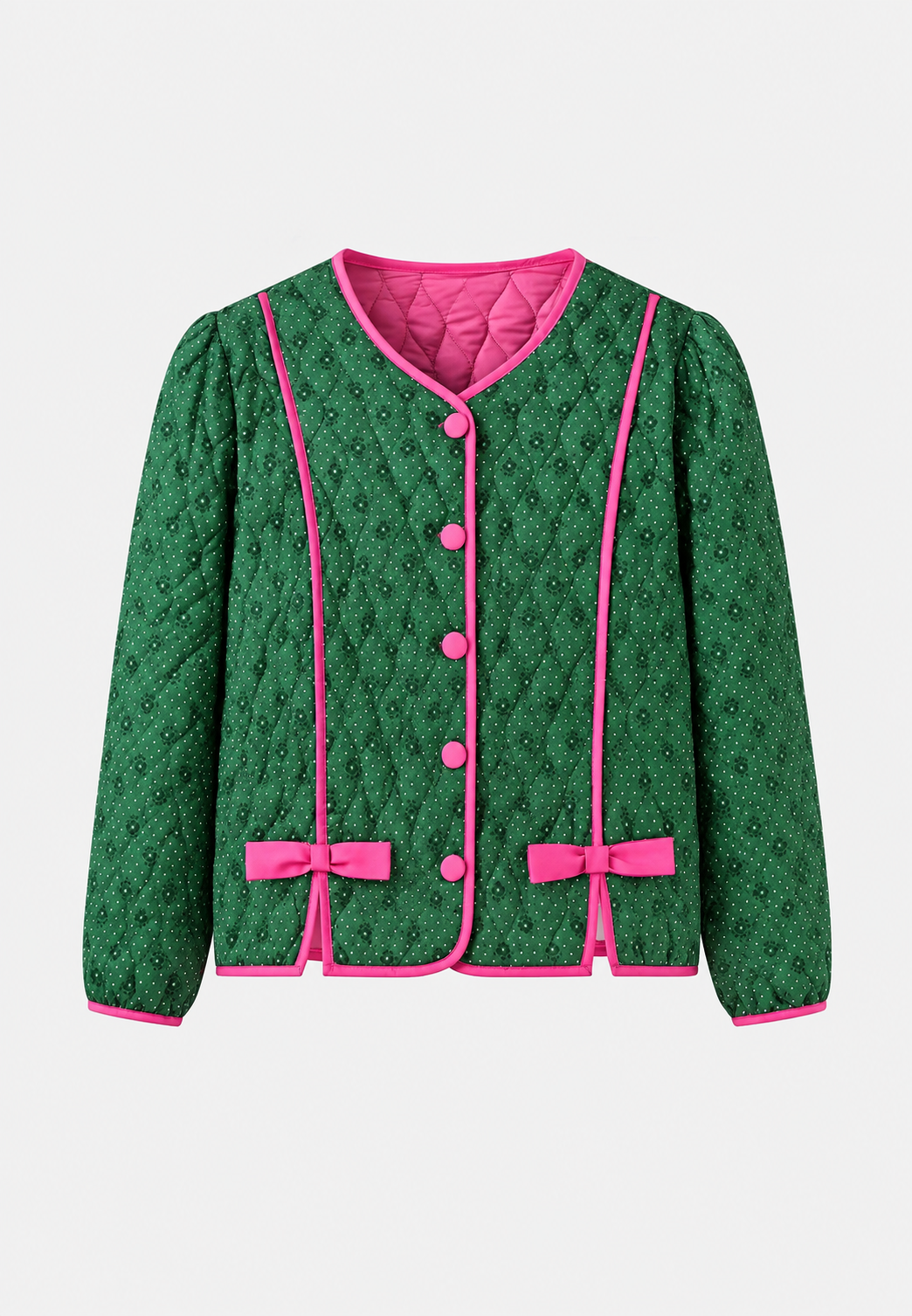 Chaqueta acolchada mujer estampado geométrico lazos decorativos - Selvara