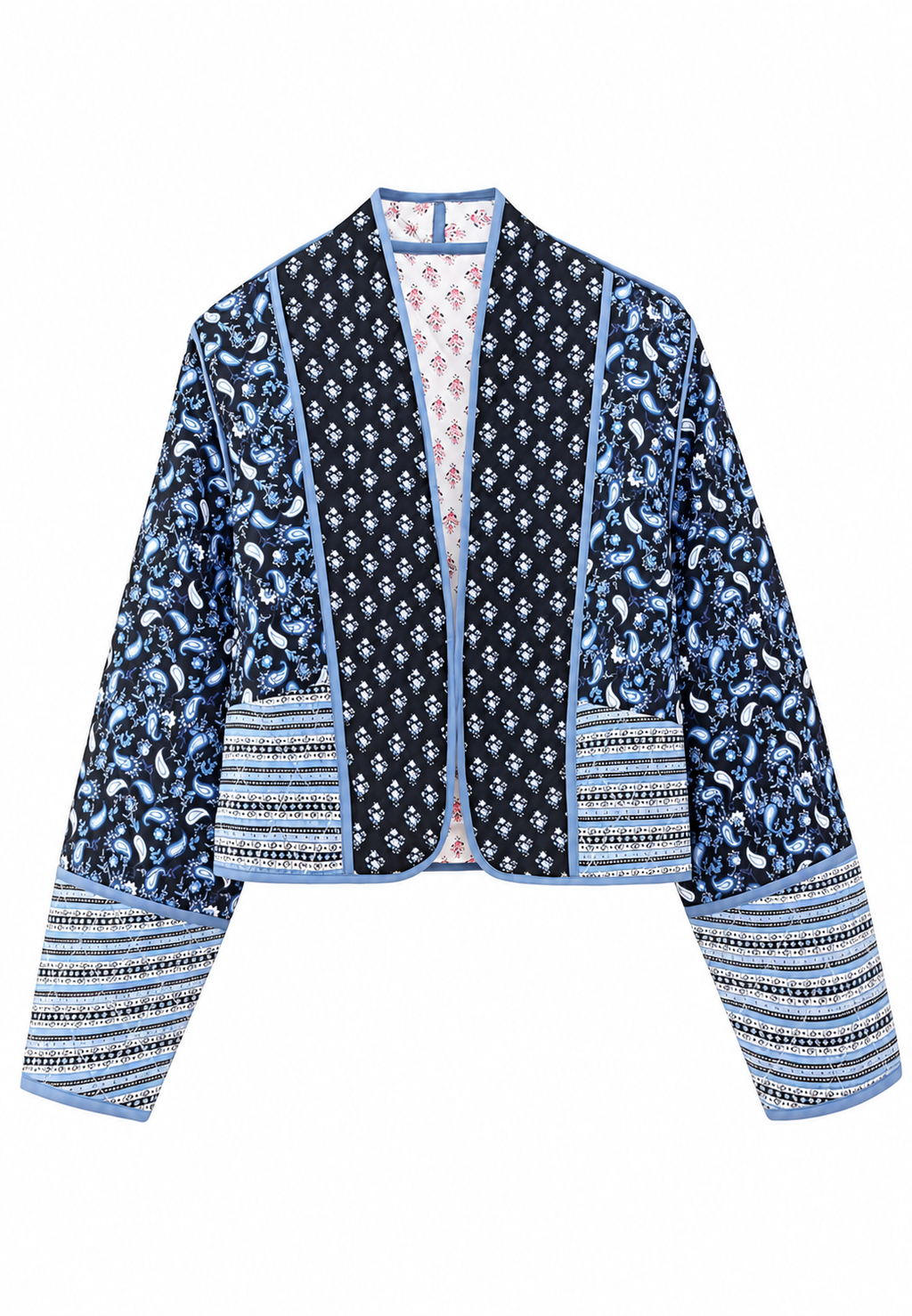 Chaqueta acolchada mujer estampado paisley combinado ribetes - Norelia