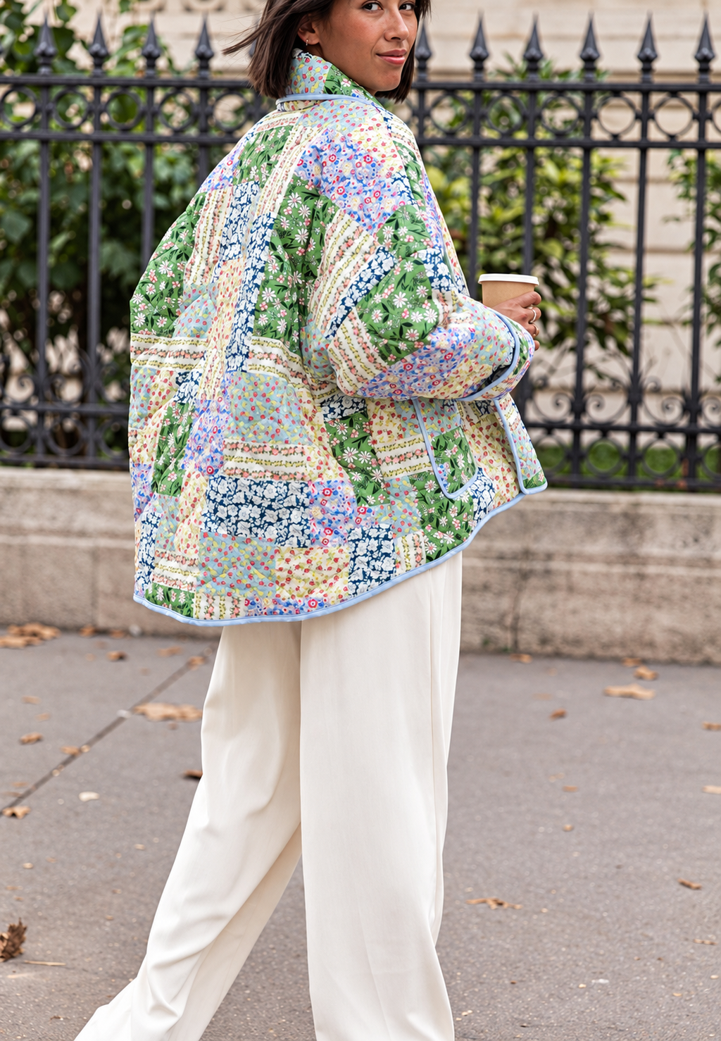 Chaqueta acolchada mujer estampados florales combinados - Marielle
