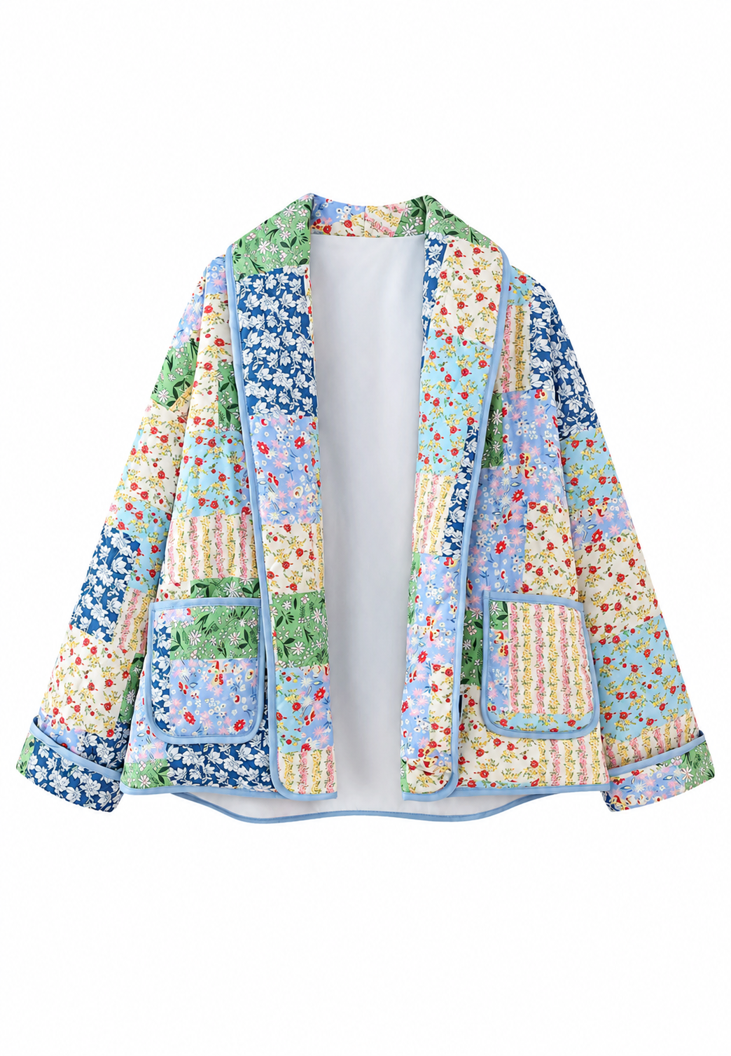 Chaqueta acolchada mujer estampados florales combinados - Marielle