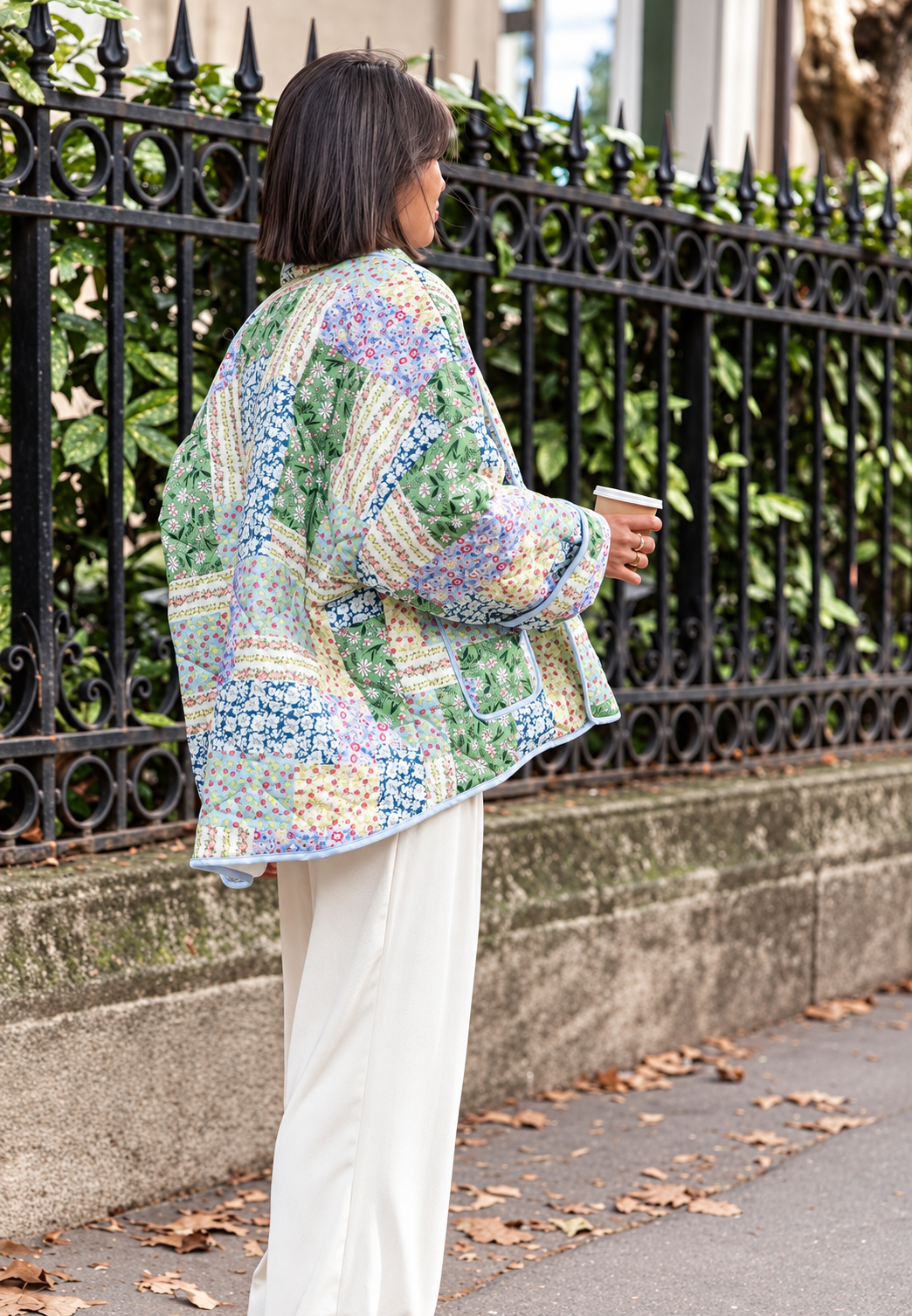 Chaqueta acolchada mujer estampados florales combinados - Marielle