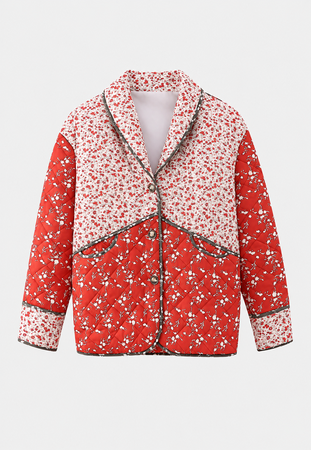 Chaqueta acolchada mujer floral patchwork botones - Belemina