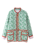 Chaqueta acolchada mujer floral ribetes contraste alamares - Celindra